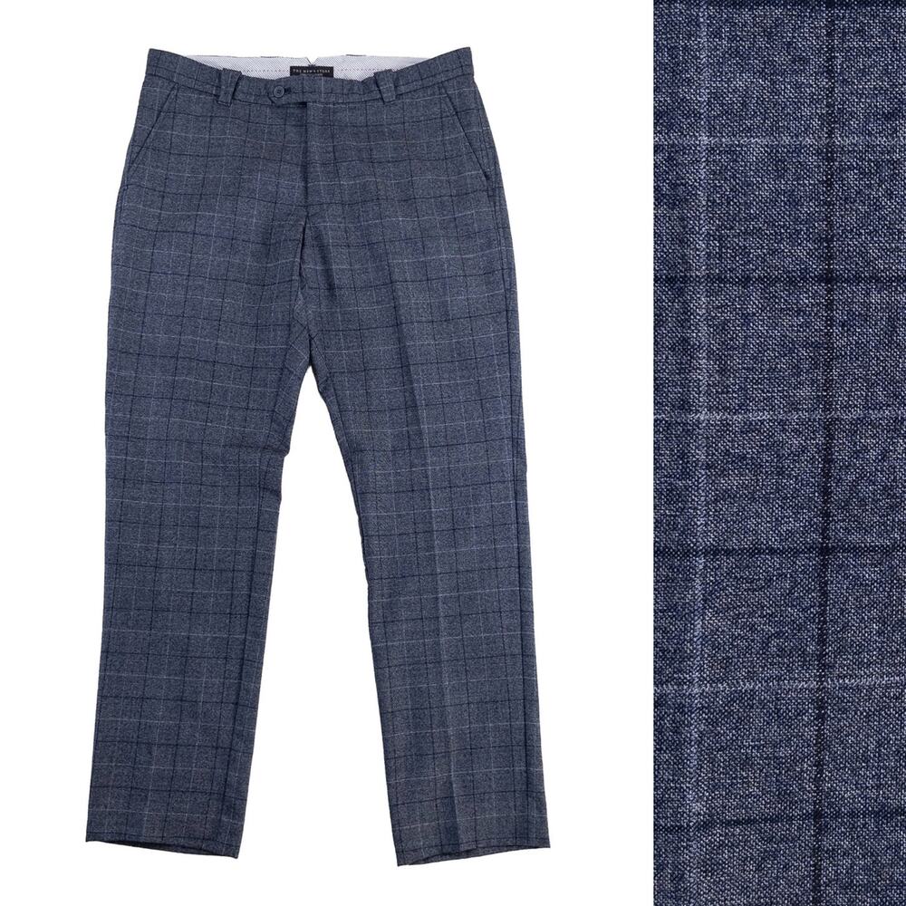 Bloomingdales Wool Dress Pants Mens Tag 36x34 Measure 35x33 Gray Plaid Trousers